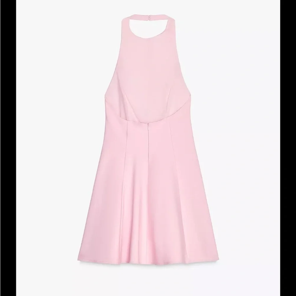 Zara short halter dress with godets, pastel pink - Picture 12 of 15